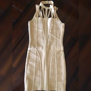Cream Bebe Bandage Dress