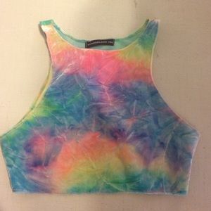 Velvet tie dye crop top