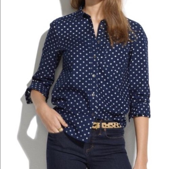 Madewell Denim Polkadot Chambray Button Down