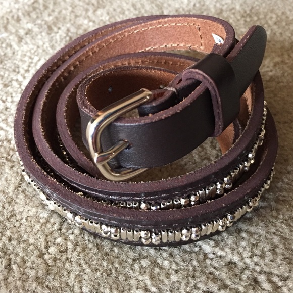 Bead embroidered skinny belt