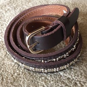 Bead embroidered skinny belt