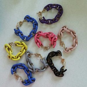 8 linked Chain enamel bracelets