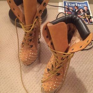 High heel studded boots