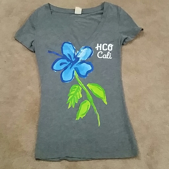 Hollister Gray Blue Flower Shirt