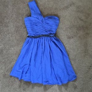 Indigo-blue one shoulder dress