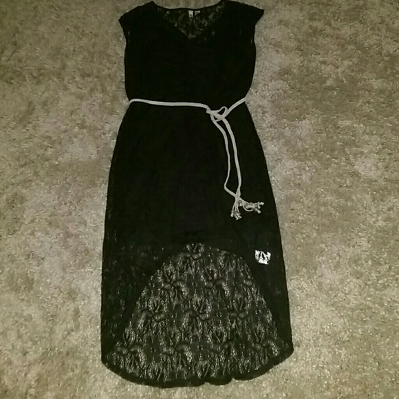 ❌SOLD❌ Black Lace Overlay High-Low Maxi Dress