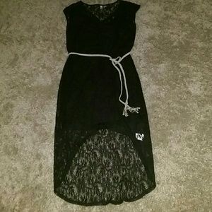 ❌SOLD❌ Black Lace Overlay High-Low Maxi Dress