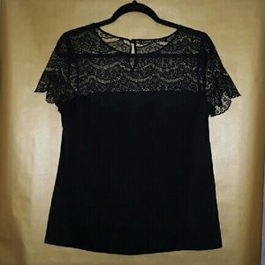 Ivanka Trump Black Lace Short Sleeve Top