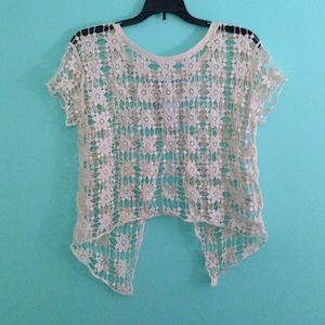 Delia's cream crochet crop top NWT