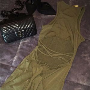 Army Green Dress opened from the back.