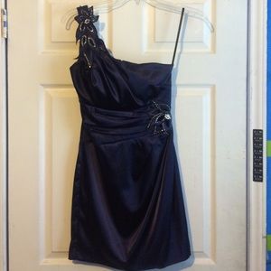 One strap navy dress