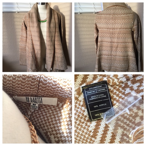{BB DAKOTA} 'Kali' Wrap Sweater Cardigan Tan - Picture 4 of 4