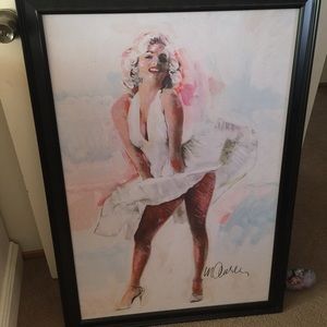Marilyn Monroe framed painted canvas