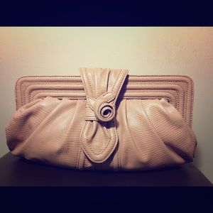 BCBG blush leather clutch👛