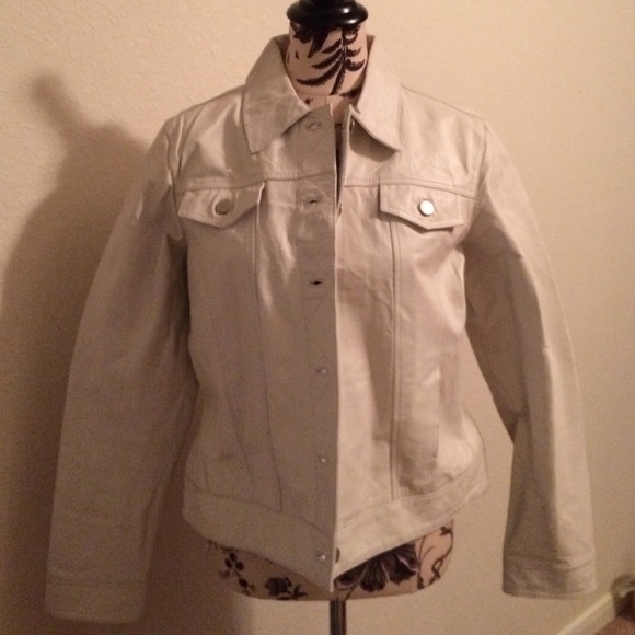 Cream Leather "denim style" jacket