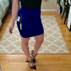 Blue High Waisted Bandage Skirt