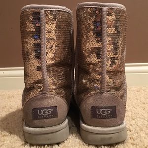 Women Classic Short Sparkles UGG boots with Silver
