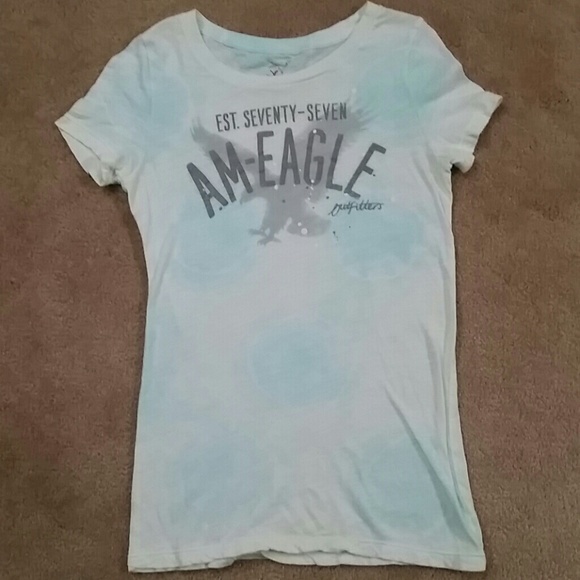 American Eagle White & Light Blue Shirt