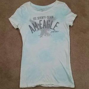 American Eagle White & Light Blue Shirt