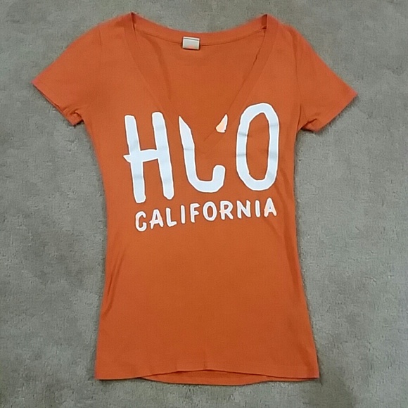 Hollister Orange V-neck Shirt