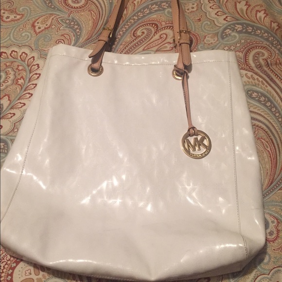 Michael Kors White Monogram Logo tote