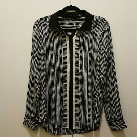 Ivanka Trump Sharp B/W  button down blouse NWOT