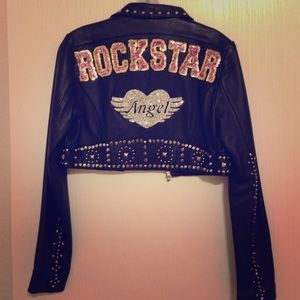 Cropped Leather Studded Jacket