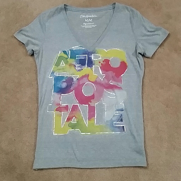 Aeropostale Gray Watercolor Shirt
