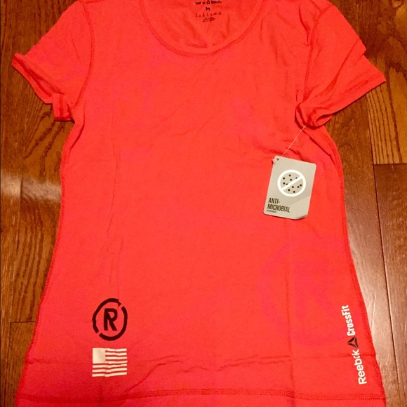 NWT Reebok Crossfit burnout T-shirt, coral/pink, M - Picture 2 of 4