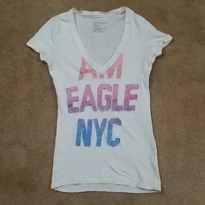 American Eagle White V-neck Shirt