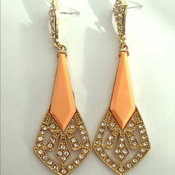 ✨Art Deco style earrings- Coral ✨