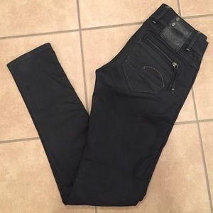 G Star fender skinny jeans in shiny black