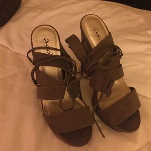 Khaki Suede Heels