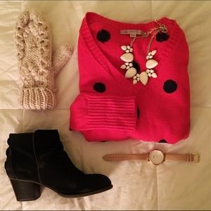 Polka dot v-neck sweater