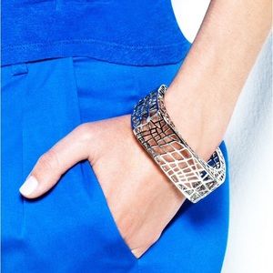 Jewelmint silver bird cage bangle