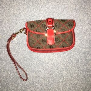 Dooney and Bourke black and red wristlet