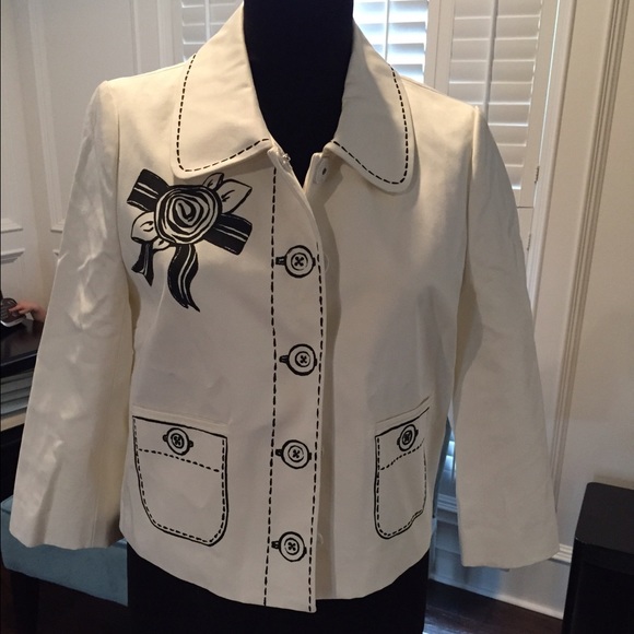 Kate Spade white novelty blazer