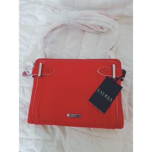 LAUREN GLADSTONE LEATHER DOUBLE ZIP POPPY