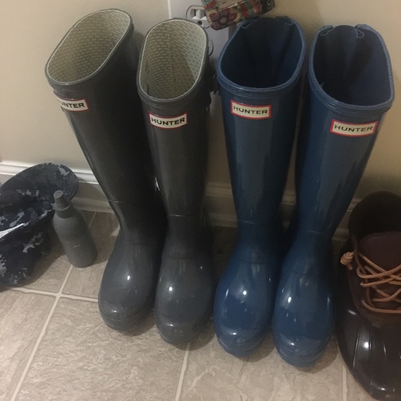 Two pair of hunter boots