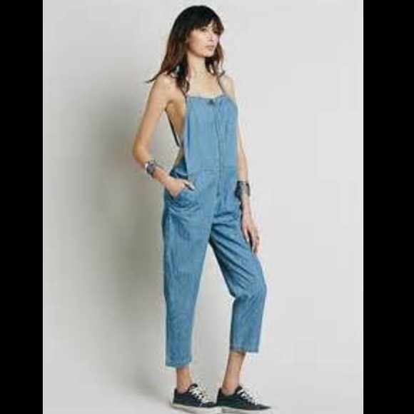 Free People Chambray Overall Jumpsuit