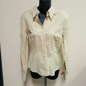 Tan size 12 long sleeve fitted dress shirt
