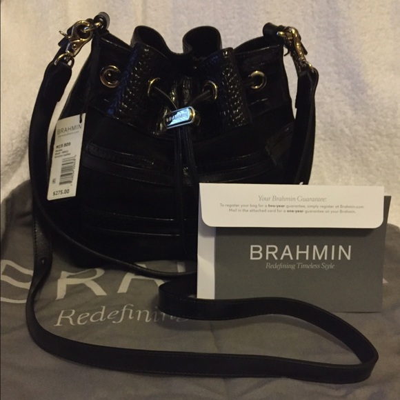 NWT Brahmin Maxine Black Leather Handbag Crossbody
