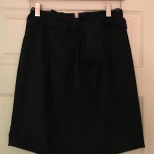Black paper bag waist tie skirt
