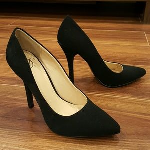 Black suade heels