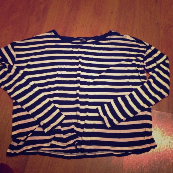 Navy Blue & White Striped Forever 21 Top