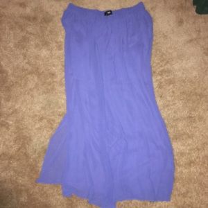 Dusty blue sheer maxi skirt with solid underskirt