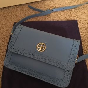 Tory Burch Mini crossbody leather bag , light blue