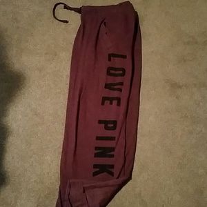 Vs pink boyfriend pant burgundy full length