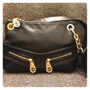 Michael Kors black & gold small shoulder bag