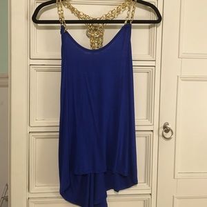 Dark blue gold chain top!! With tag! 💙💛